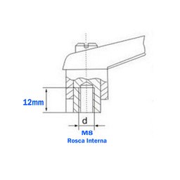Manipulo Alavanca Aperto Trava Ajustave rosca Femea M8 Kit 3 - 4