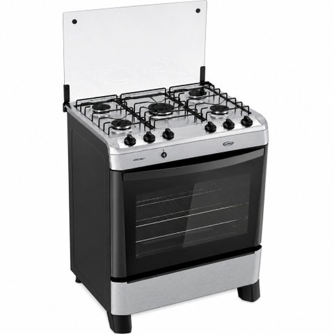 Fogão a Gás Fascino 5 Bocas Mega Chama 2,6KW Easy Clean com Forno 97 Litros e Mesa Inox Clarice