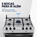 Ver imagem 4 de Fogão a Gás Fascino 5 Bocas Mega Chama 2,6KW Easy Clean com Forno 97 Litros e Mesa Inox Clarice