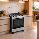 Ver imagem 2 de Fogão a Gás Fascino 5 Bocas Mega Chama 2,6KW Easy Clean com Forno 97 Litros e Mesa Inox Clarice