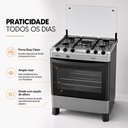 Ver imagem 5 de Fogão a Gás Fascino 5 Bocas Mega Chama 2,6KW Easy Clean com Forno 97 Litros e Mesa Inox Clarice