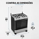Ver imagem 3 de Fogão a Gás Fascino 5 Bocas Mega Chama 2,6KW Easy Clean com Forno 97 Litros e Mesa Inox Clarice