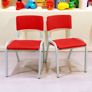 Kit 2 Cadeiras Infantil Iso Vermelha Brinquedoteca Escolas Ecomhome