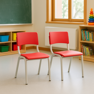Kit 2 Cadeiras Infantil Iso Vermelha Brinquedoteca Escolas Ecomhome
