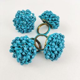 Anel Porta Guardanapo Azul Tiffany 10x8x8cm 4pc Mesa Posta - 2