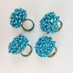 Anel Porta Guardanapo Azul Tiffany 10x8x8cm 4pc Mesa Posta - 3