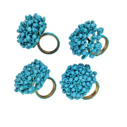 Anel Porta Guardanapo Azul Tiffany 10x8x8cm 4pc Mesa Posta - 1