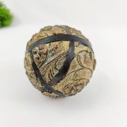 Bola Decorativa Marrom E Bege 10cm Floral Resina Decoração - 2