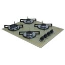 Ver imagem 1 de Cooktop Chamalar Bivolt Premium Ultra Chama 4 Bocas Vidro Temperado Amadeirado Claro