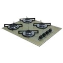 Ver imagem 2 de Cooktop Chamalar Bivolt Premium Ultra Chama 4 Bocas Vidro Temperado Amadeirado Claro