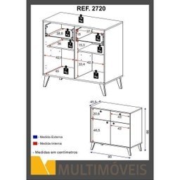 Cômoda de Bebê 2 Portas 2 Gavetas Retrô 2720 Multimóveis - 4 Cômoda de Bebê 2 Portas 2 Gavetas Retrô 2720 Multimóveis - 4