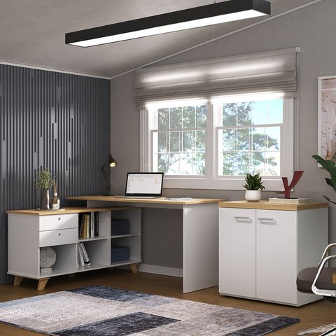 Conjunto Escritório Home: Escrivaninha 5946 + Balcão 6097