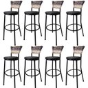 Ver imagem 1 de Kit 8 Banquetas Bistrô Aço Junco Sintetico Degrade Assento Preto