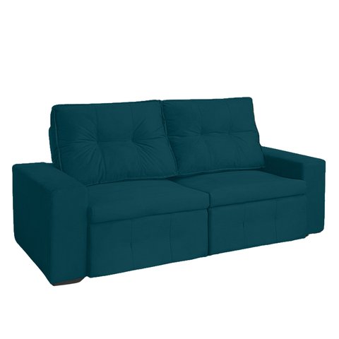 Sofá Berlim 3 Lugares 200cm Veludo Retrátil e Reclinável - Meu Estofado:azul