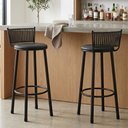 Ver imagem 1 de Kit 2 Banquetas Altas Estofadas Suede e Aço Bete Preto