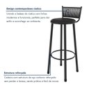 Ver mais imagens de Kit 2 Banquetas Altas Estofadas Suede e Aço Bete Preto