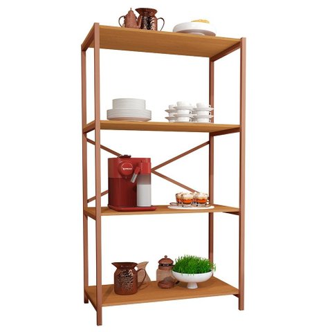 Estante Armário Steel 90cm Estilo Industrial com Pés em Aço Cobre/naturale