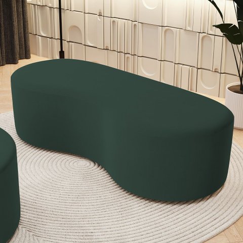 Puff Decorativo Orgânico para Living Quarto 140cm Orbit W01 Suede Verde Musgo - Lyam Decor