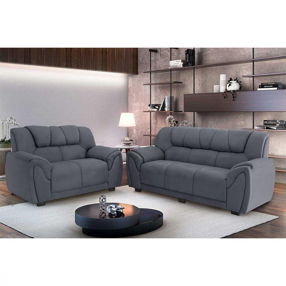 Sofa Parana Moscou 3 E 2 Lugares Cinza - 1