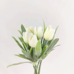 Mini Tulipa Branca Planta Artificial 20x7cm Buque Decoração - 2