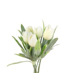 Mini Tulipa Branca Planta Artificial 20x7cm Buque Decoração - 1