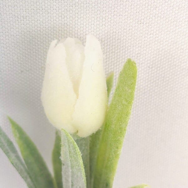 Mini Tulipa Branca Planta Artificial 20x7cm Buque Decoração - 6