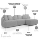Ver imagem 4 de Sofá 4 Lugares com Chaise Direito Sala Living 288cm Arlo F04 Bouclê Cinza - Lyam Decor