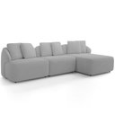 Ver imagem 2 de Sofá 4 Lugares com Chaise Direito Sala Living 288cm Arlo F04 Bouclê Cinza - Lyam Decor