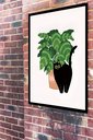 Ver imagem 2 de Quadro Decorativo Gato Preto Vaso de Planta - 70x50cm:moldura Branca