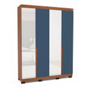 Ver imagem 2 de Roupeiro Solteiro Porto 4 Portas com Espelho 161x214cm Freijó/Azul 240847