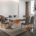 Ver imagem 2 de Mesa de Jantar Aster 180cm Tampo MDF Vidro Canto Copo com 6 Cadeiras Aline