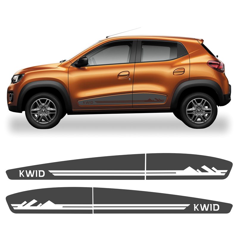 Kit Adesivo Renault Kwid Faixa Lateral Porta 2017/2022 Kwd14 Cinza Chumbo Teu Adesivo