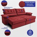 Ver imagem 2 de Sofá Retrátil e Reclinável 2,10m com Molas e Espuma D33 Thunder Velusoft Vermelho Cama Inbox