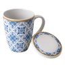 Caneca de Porcelana com Tampa e Filtro Aço Inox Lisboa 310ml Lyor - 1