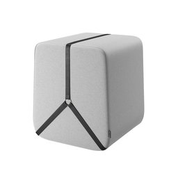 Puff Noble Fita de Couro:couro Preto/linho Cinza - 1