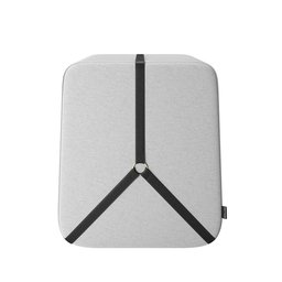 Puff Noble Fita de Couro:couro Preto/linho Cinza - 3