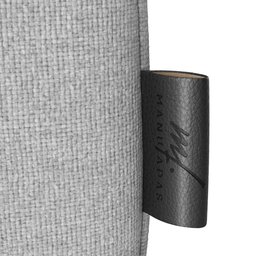 Puff Noble Fita de Couro:couro Preto/linho Cinza - 4