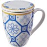 Caneca de Porcelana Super White com Tampa e Filtro Braga Azul/branca 310ml com Caixa de Presente - 1