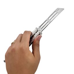 Canivete Butterfly Bsl-2 sem Corte Inox Prateado para Tricks - 3 Canivete Butterfly Bsl-2 sem Corte Inox Prateado para Tricks - 3