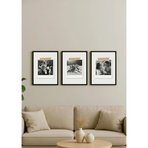 03 Quadros Personalizáveis com Sua Foto com Moldura e Vidro Preto