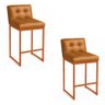 Banqueta Cozinha Alta com Encosto Industrial Kit 2 Bronze Lirina Pu C05 - D'rossi - 2