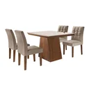 Ver imagem 2 de Conjunto Sala de Jantar Mesa Sevilha I Tampo de Vidro 4 Cadeiras Vitoria Yescasa