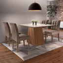 Ver imagem 1 de Conjunto Sala de Jantar Mesa Sevilha I Tampo de Vidro 4 Cadeiras Vitoria Espresso Móveis