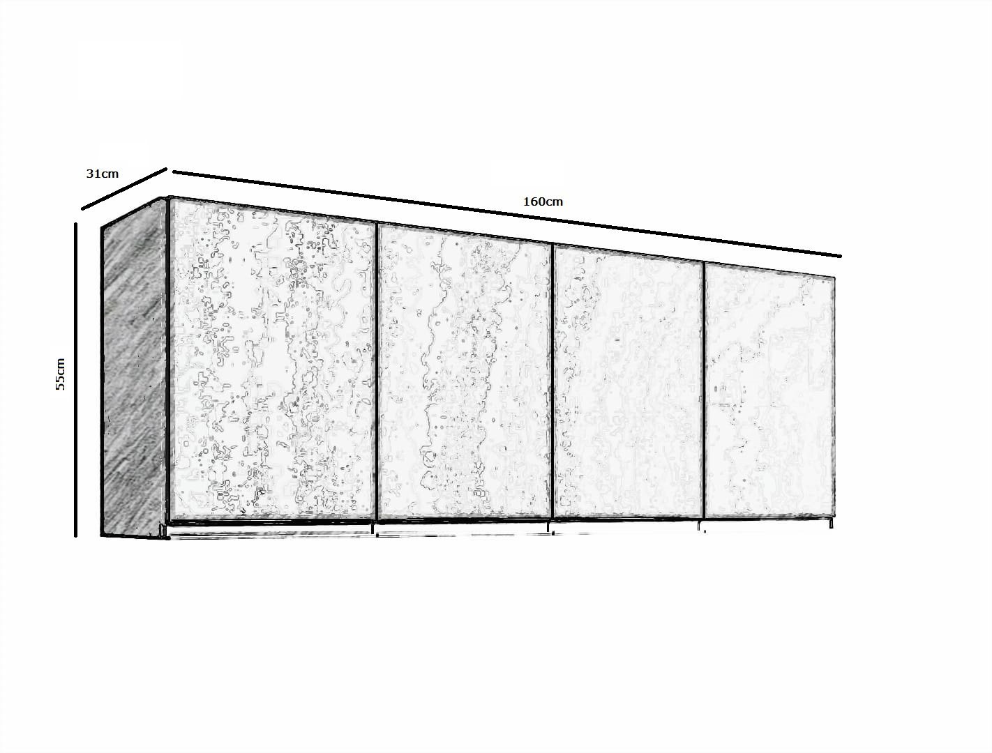 Armário Aéreo 4 Portas 1,60cm Andréia Cinza Mabi - 4