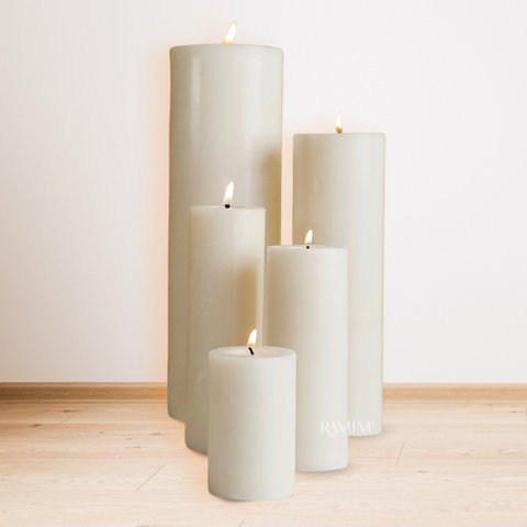 Kit C/ 5 Velas Cilíndricas - Pilar Cera Vegetal Ideal para Lanternas
