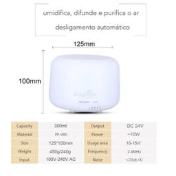 Umidificador Silencioso Ultrassônico Led Aromatizador - 6