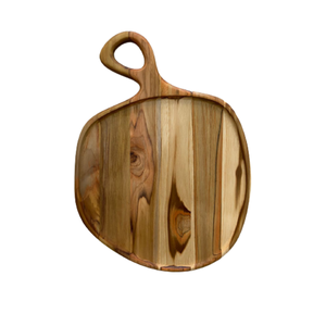 Tábua Gold Orgânica G para Servir com Cabo e Rebaixo – Madeira de Teca 39x29x2cm
