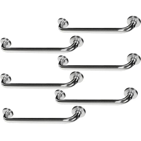 Barra Alça Apoio 50cm Suporte Anti Queda Kit 6 Uni Idoso Cadeirante Pcd Box Banheiro Escada Corrimao