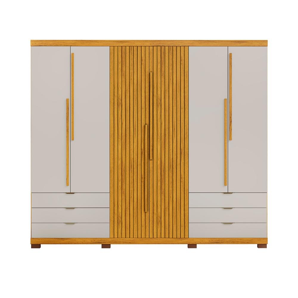 Guarda- Roupa Casal 100% Mdf 6 Portas com 6 Gavetas Dj Móveis Seul Ypê Bali - 2