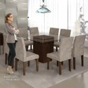 Ver imagem 5 de Conjunto Sala de Jantar Mesa Ômega Tampo de Vidro 8 Cadeiras Classic Cel Móveis